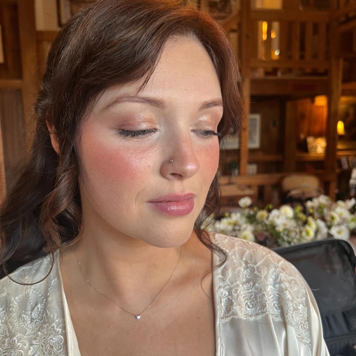 Bridal beauty look shown on Parella Beauty bride